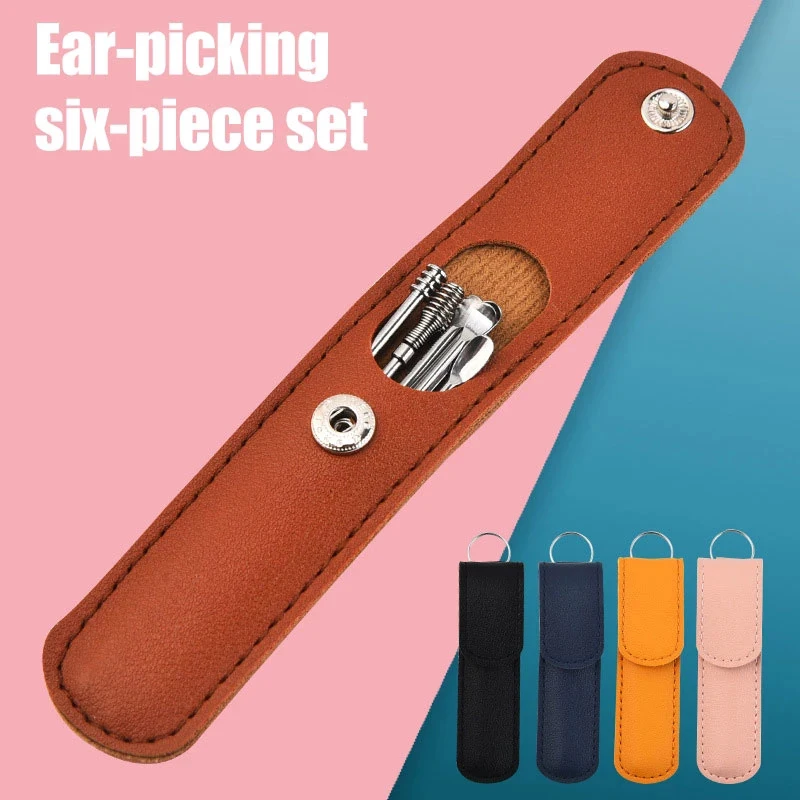 Cuillère à oreille en acier inoxydable avec sac de rangement pour enfants et adultes, outil de nettoyage des oreilles, prévient les oreilles, cuillère de nettoyage, dissolvant de saleté, soins des oreilles