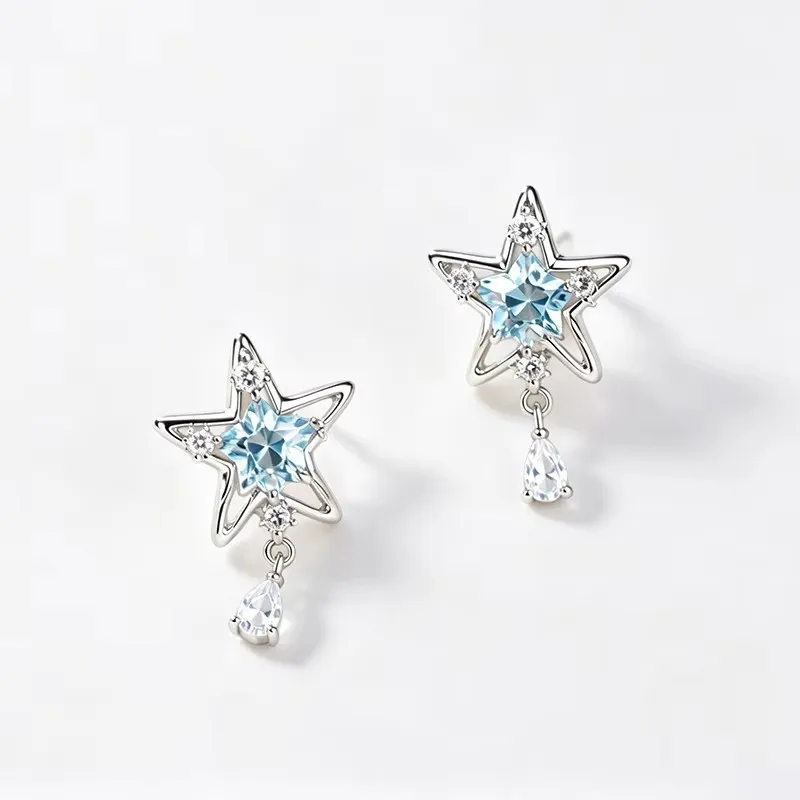 GANPUP Elegante Stern-Tropfen-Zirkonia-Ohrstecker für Damen, Modischer Schmuck, Neues Geschenk für Party und Urlaub, Damenohrringe – Detail 4
