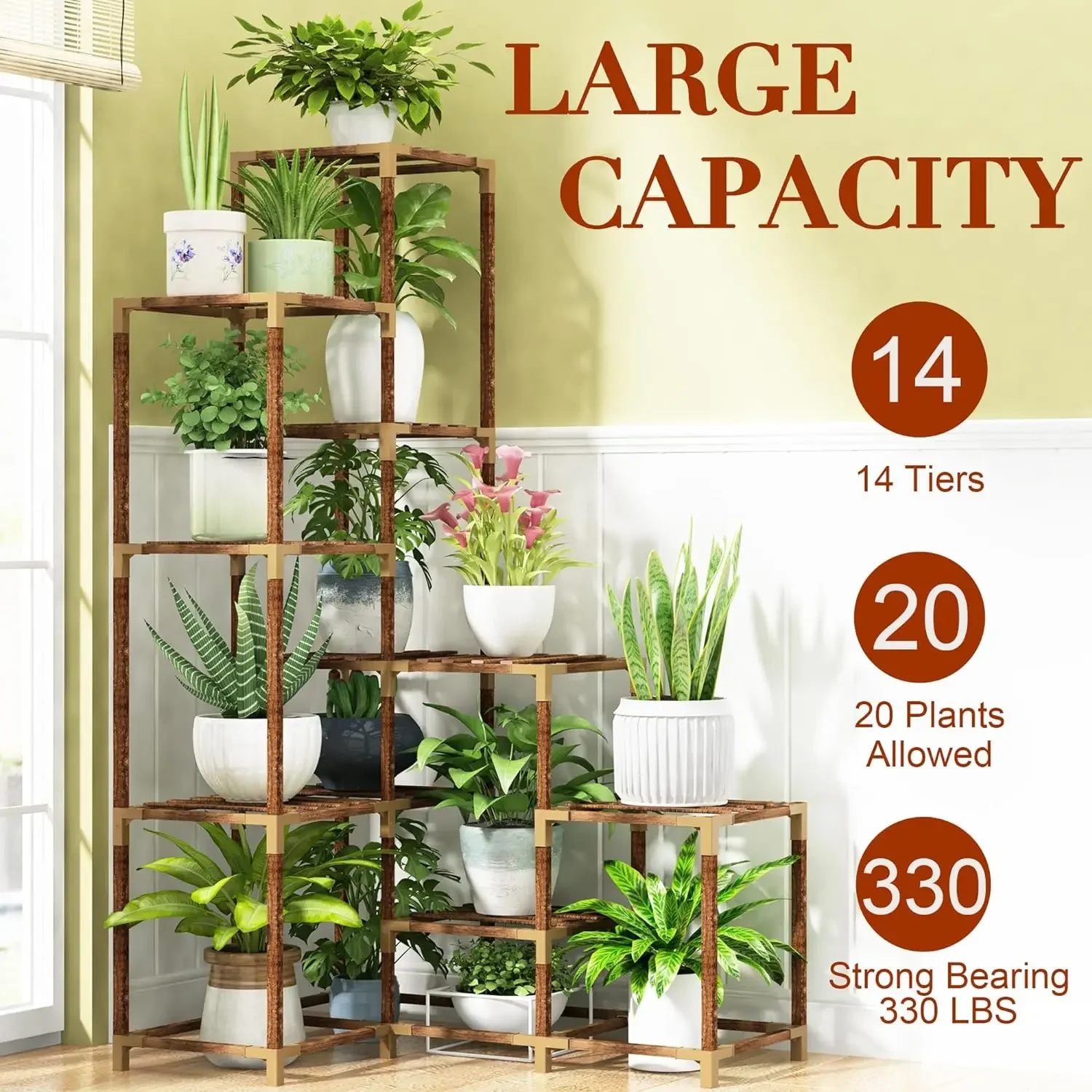 Plant Stand Indoor Outdoor, 14 Tier Large Corner Plant Stand Tall Plant Shelf Rack Flower Stand For Multiple Plants