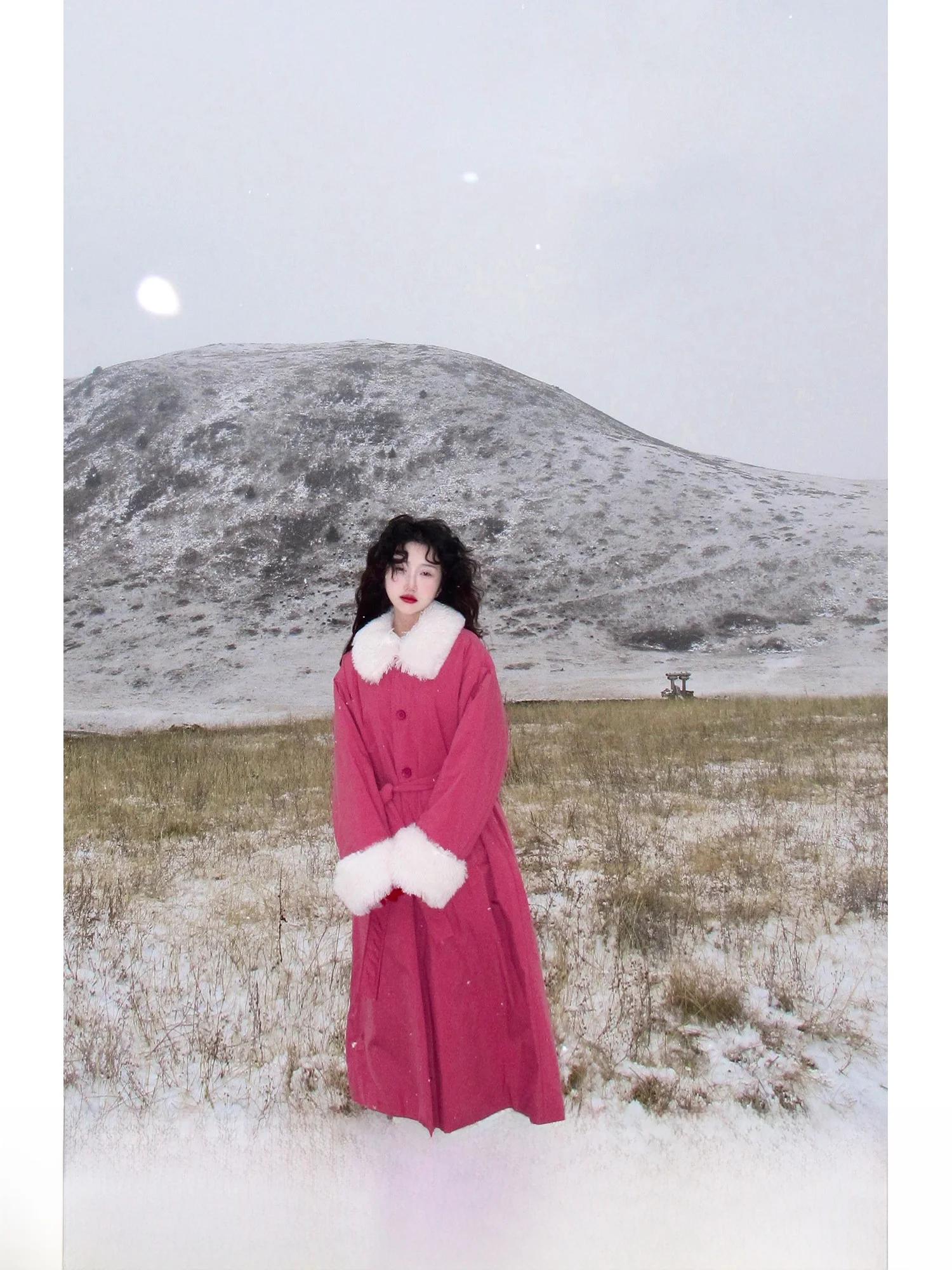 

Thiened Long Cotton Jaet Mo Ning 00 Cotton Removable Fur Collar Coat Warm Outerwear Women's Straight Cut Winter Coat