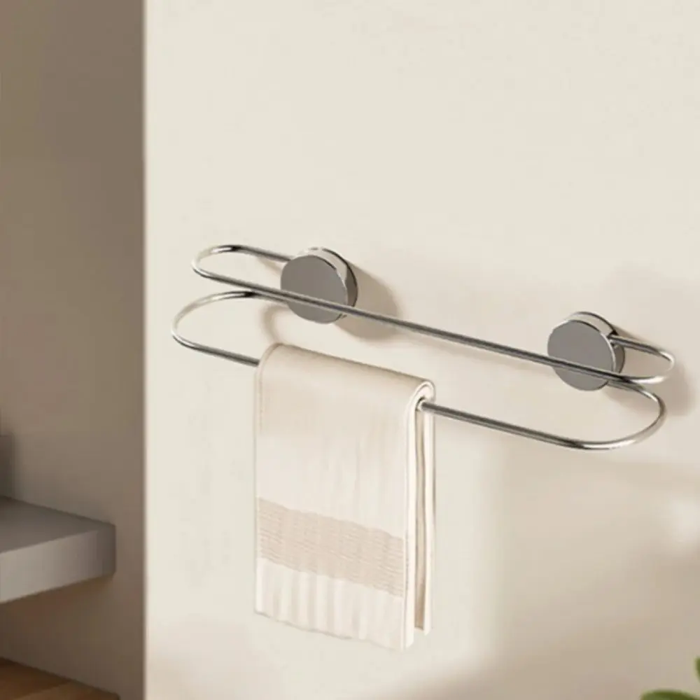 

Держатель для полотенец из нержавеющей стали, экономия места, без сверления, с двойной перекладиной, многофункциональный, настенный