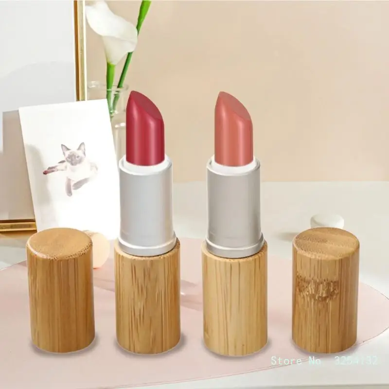 5pcs Empty Natural Empty Lipstick Tube Container Bamboo Lip Balm Tubes Stylish Cosmetic Holders for Salon and Home Use