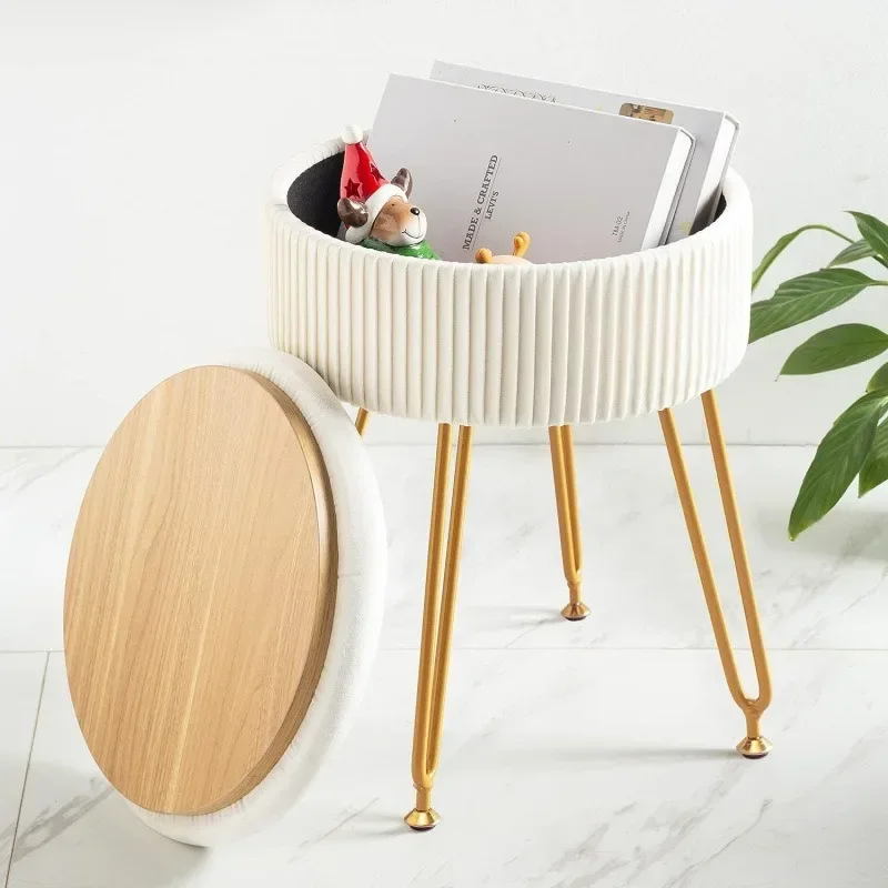

Velvet Vanity Stool Chair with Storage Container Dressing Makeup Chair Footrest for Living Room Bedroom Decor Furniture Ottomans
