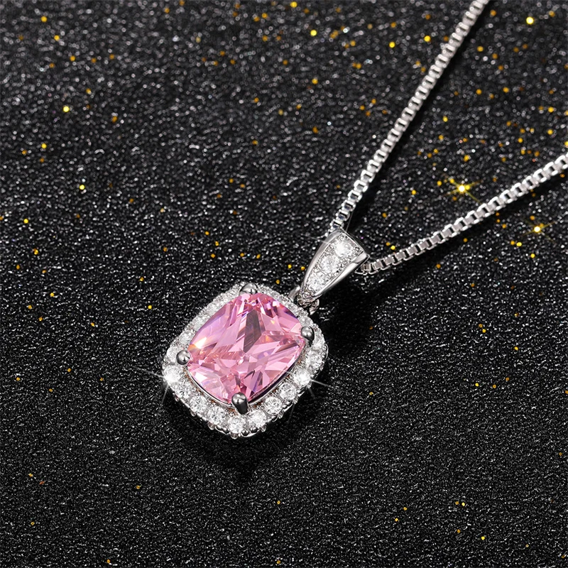 Huitan Geometrische Zirkonia Anhänger Halskette für Frauen Luxus Temperament Weibliche Hochzeit Trend Hals Zubehör Party Schmuck – Detail 19