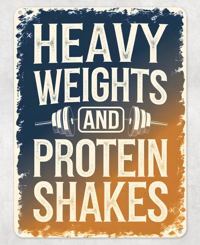 Heavy Weight Protein Shakes Metal Poster Wall Tin Sign Man Cave Shed Home Plaque --Tin Sign