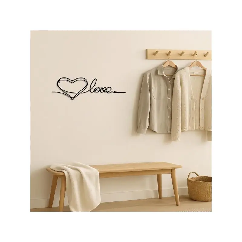 زخرفة معدنية على شكل قلب الحب للتعليق على الحائط، قلادة فنية بسيطة، ديكور منزلي أنيق لغرف النوم وغرف المعيشة في الأماكن المغلقة