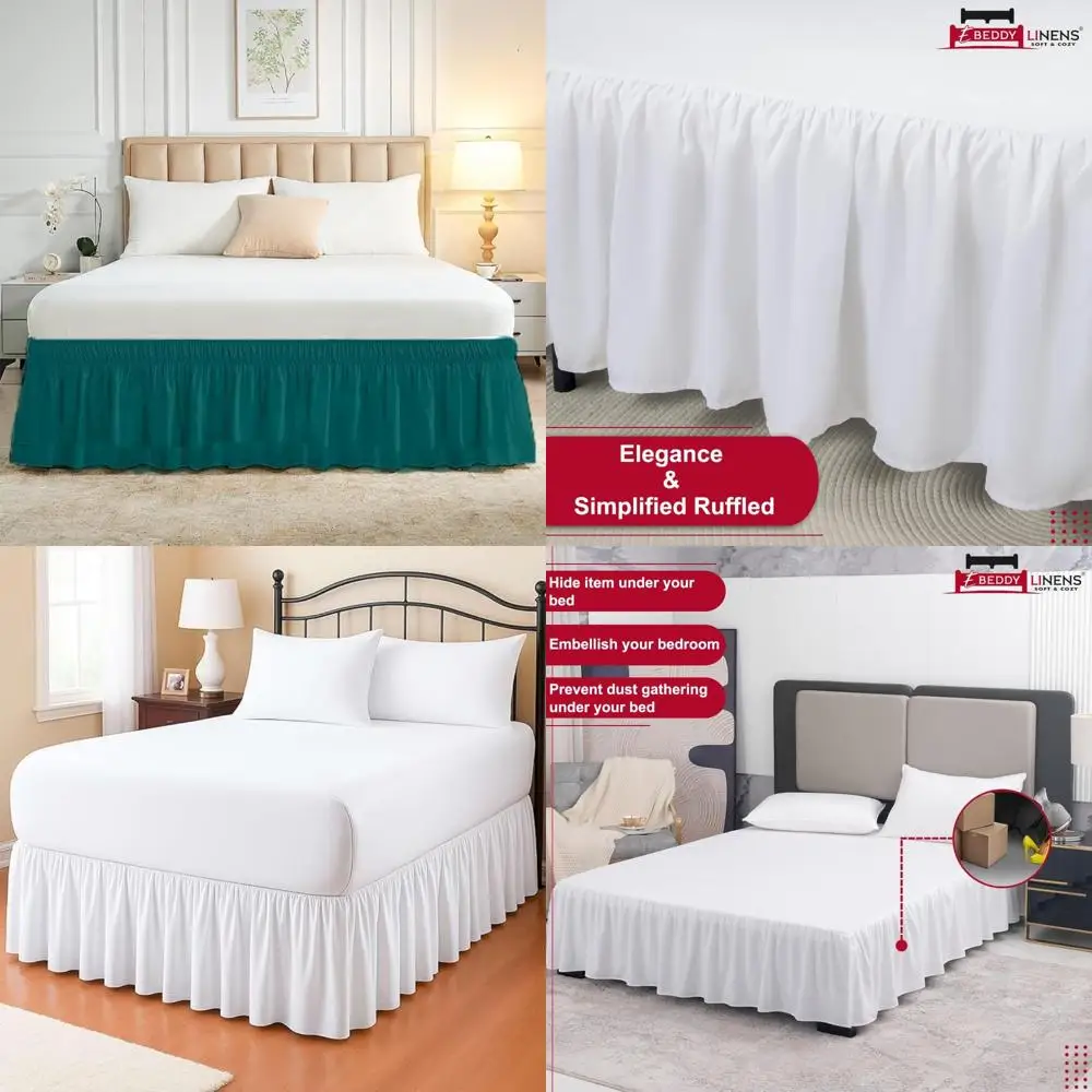 

Twin XL Dorm Bed Skirt 39x80 with 42 Inch Drop Adjustable Elastic Ruffle Design College Room Wrap Around Bedding