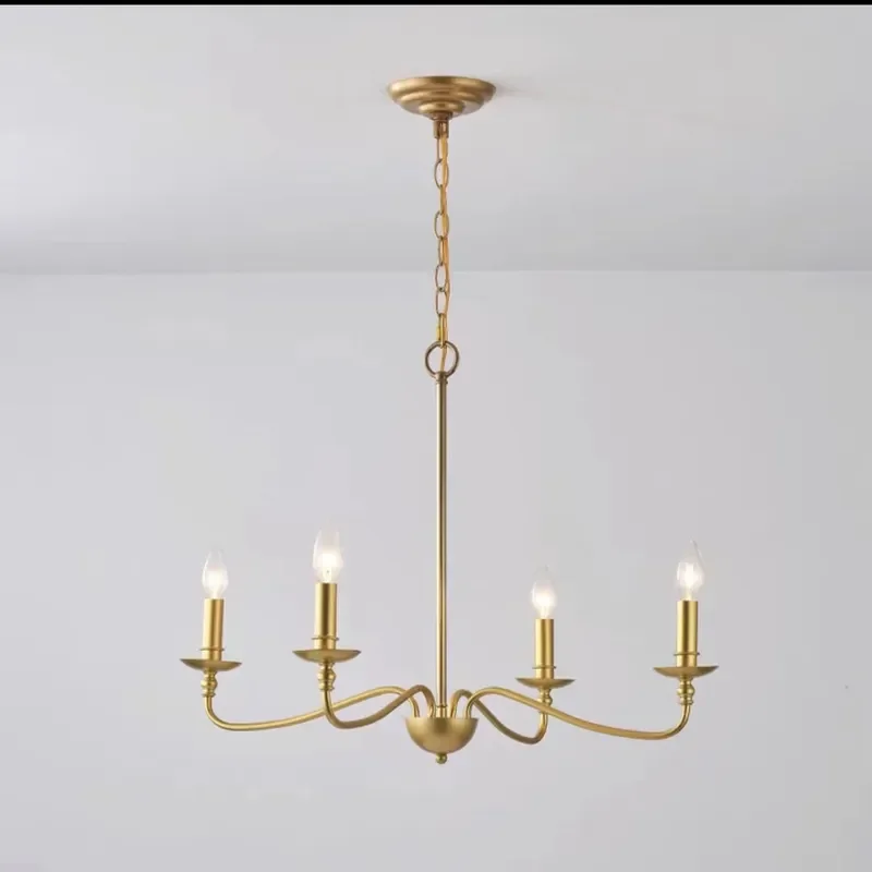 For American Chandelier Retro Living Room Bedroom B&B Duplex Hollow Medieval Modern Minimalist Pure Copper Pendant Lamp view 6