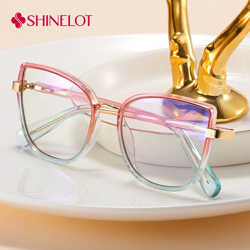 

97706 Radiation Protection Glasses for Women Cat Eye Female Eyeglasses Workplace Prescription Eyewear Frame South American Style