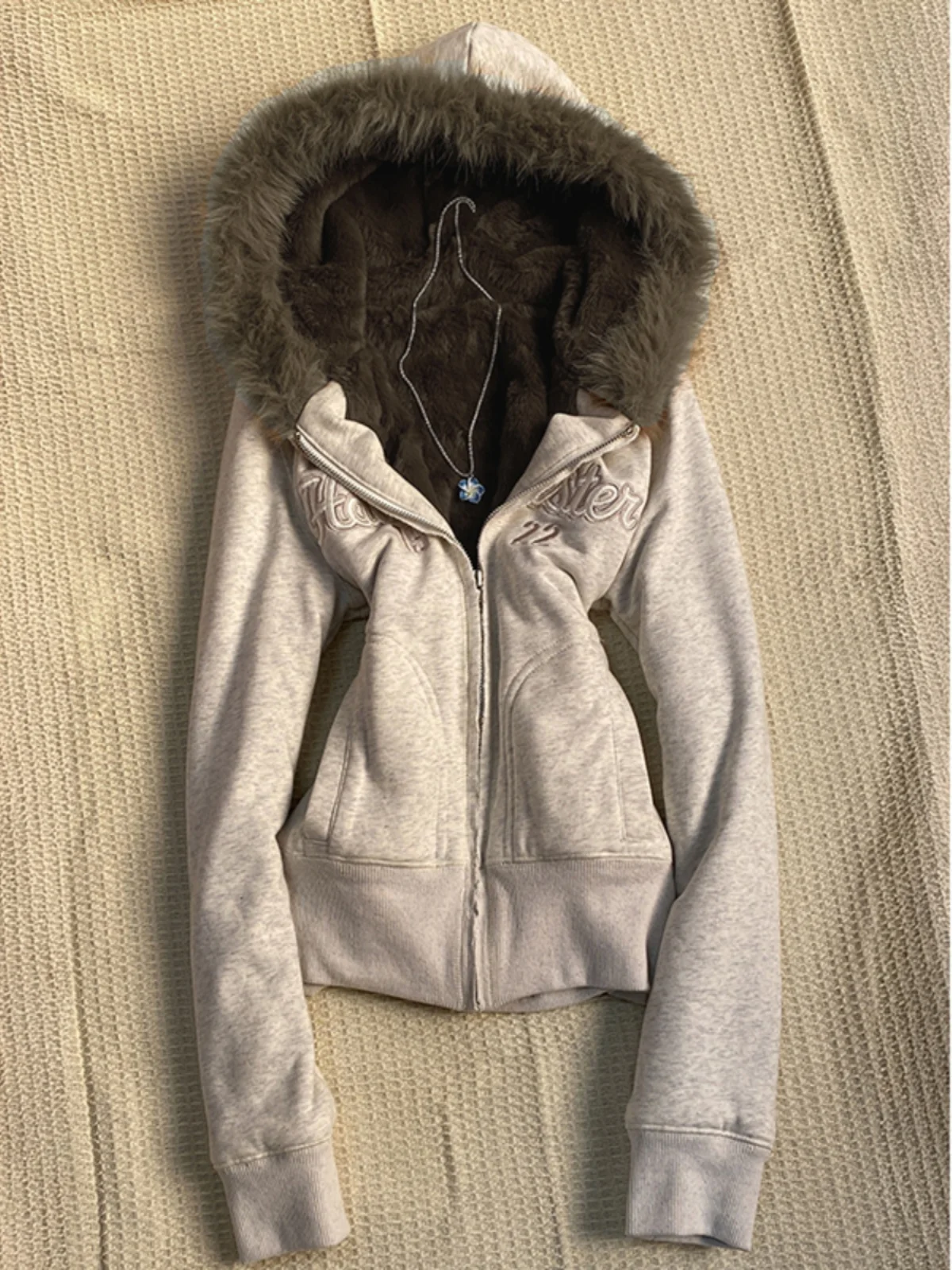 Heara Original ey Fce Forrado Thiened Hoodie Jaet Feminino Inverno Americano Retro Top Trendy Algodão Mistura Longo Sve Zi...