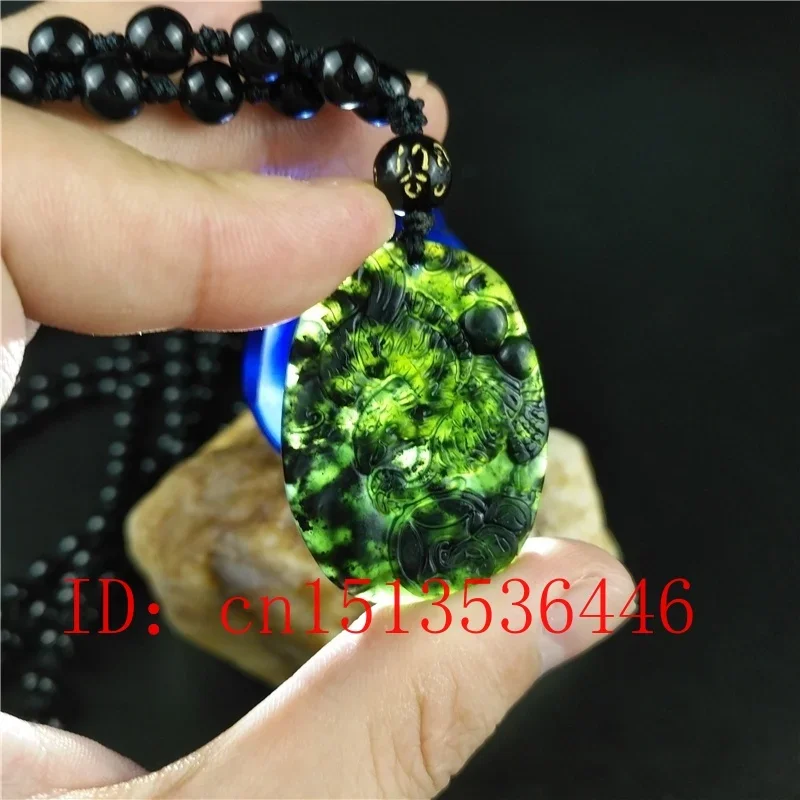 

Certified Chinese Natural Black Green Jade Eagle Pendant Necklace Fashion Charm Jewellery Accessories Hand-Carved Lucky Amulet