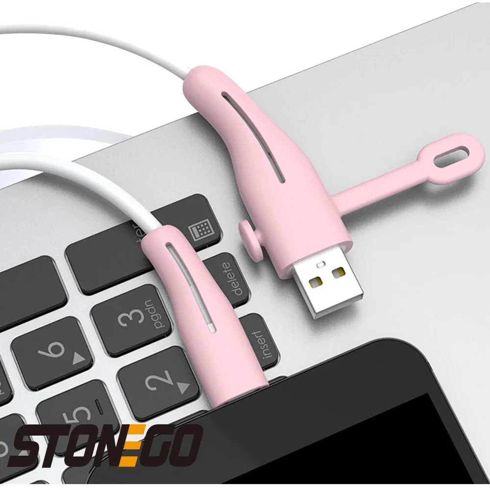 2 in 1 Silicone Anti Break Charging Cable with Protective Sleeve Data Wire Winder Storage Buckle