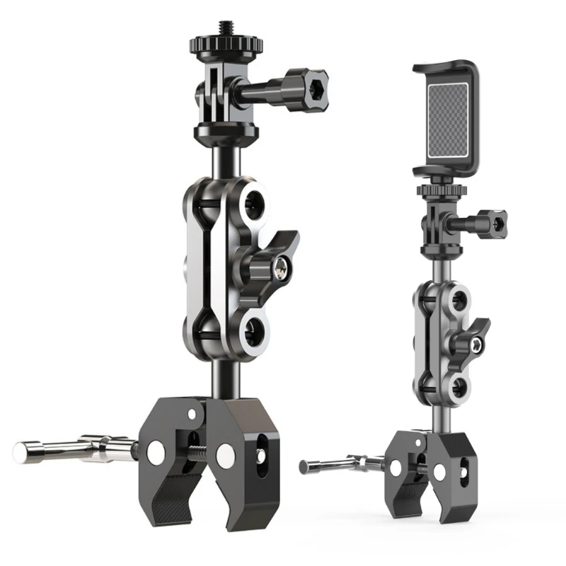 

Y88B 360 Degree Adjustable Metal Clamp Mount Support Rack For Tablet Camera Phone Monitor With Strong Grip & 1/4 Inches Screw