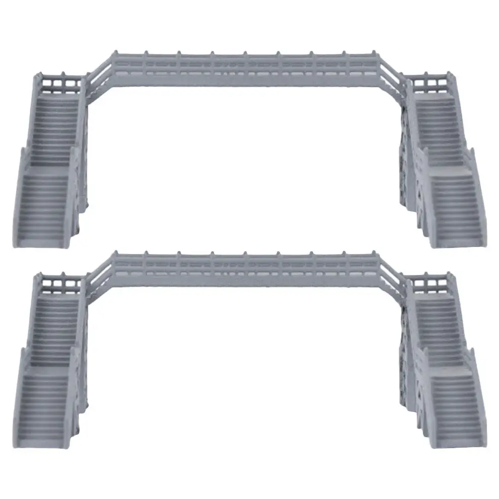 2Pcs DIY Mini Footbridge 1:87 Scale Plastic Bridge Building Kit for Railway Scenery Sand Table Home Office Decor Train Layout