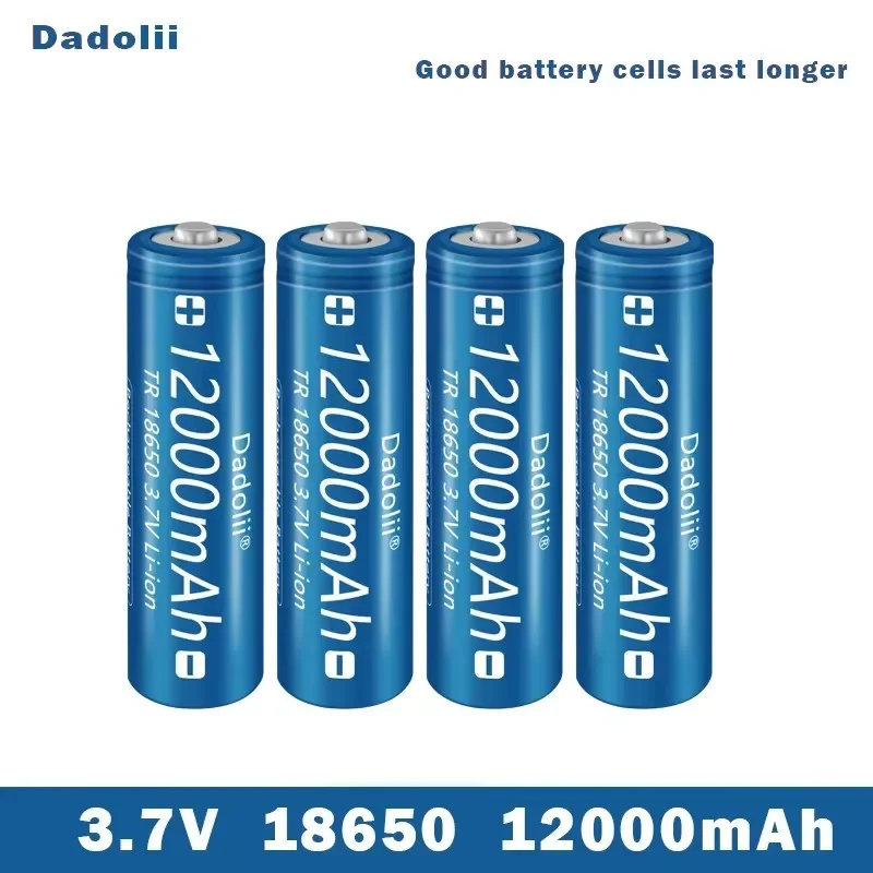 Rechargeable lithium-ion battery for flashlight, 18650V rechargeable battery, 3.718650mAh capacity, 12000