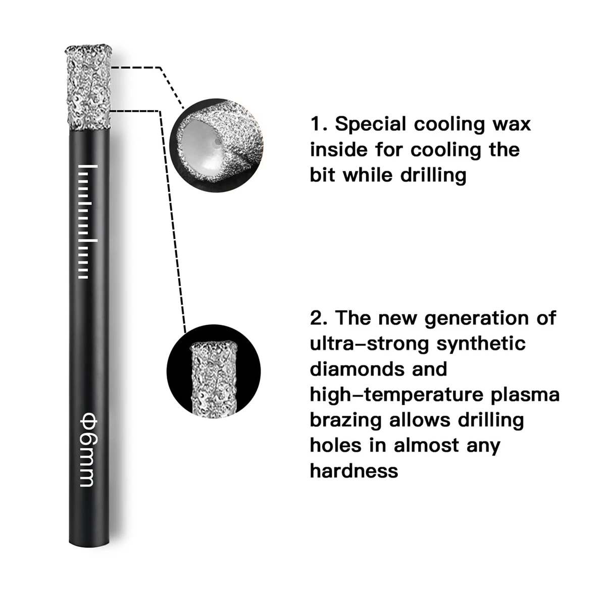 T61C_6 قطعة مثقاب الماس بلاط البورسلين مثقاب 6 مم 8 مم 10 مم 12 مم