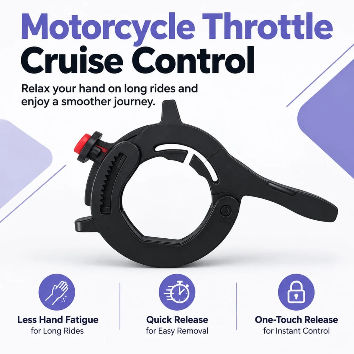 1PC Motorcycle Throttle Cruise Control Handlebar Assist for Most Motorcycles and Electric Bikes Red Button Wrist Relief