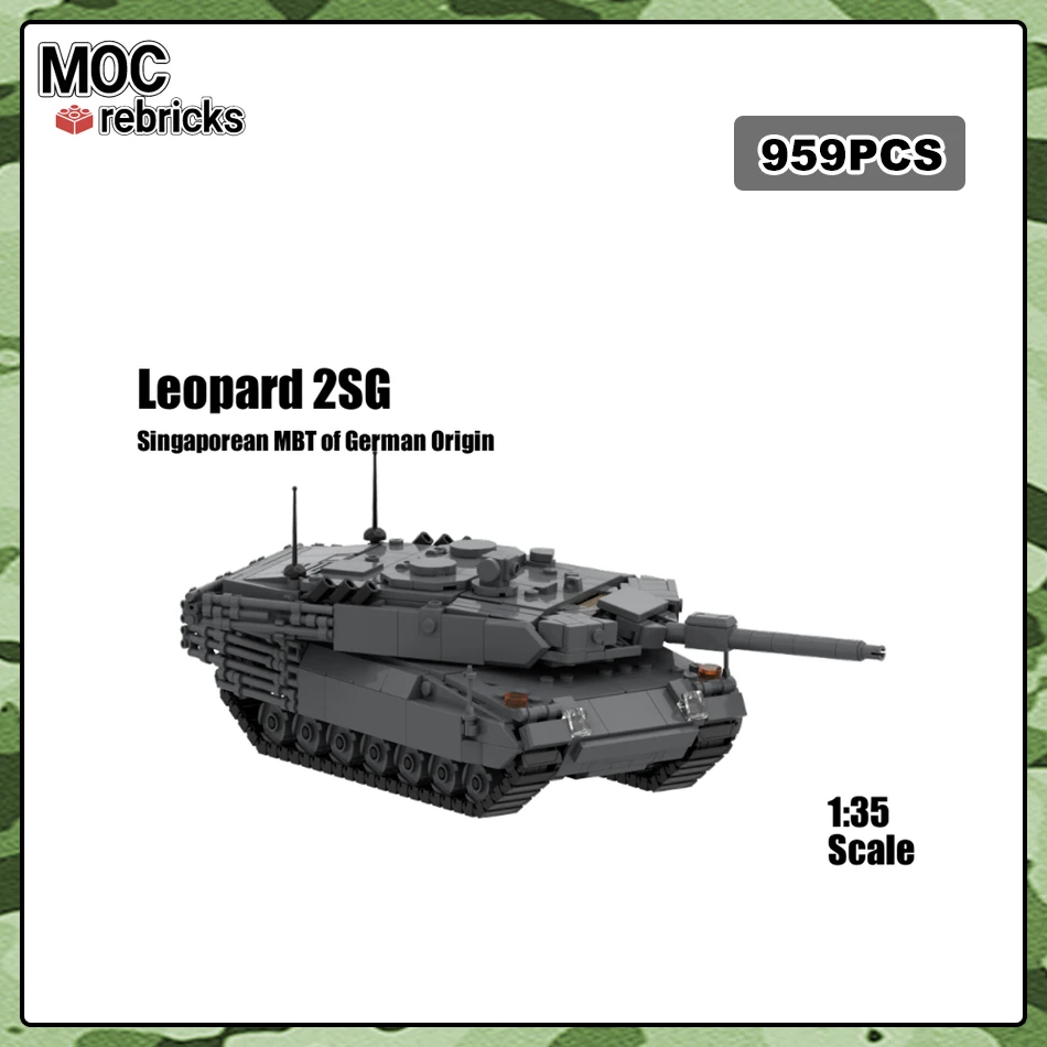 

MOC Military Series Third Generation German Main Battle Tank Leopard 2SG Army Armored Vehicle Model Building Block Assemblely Se