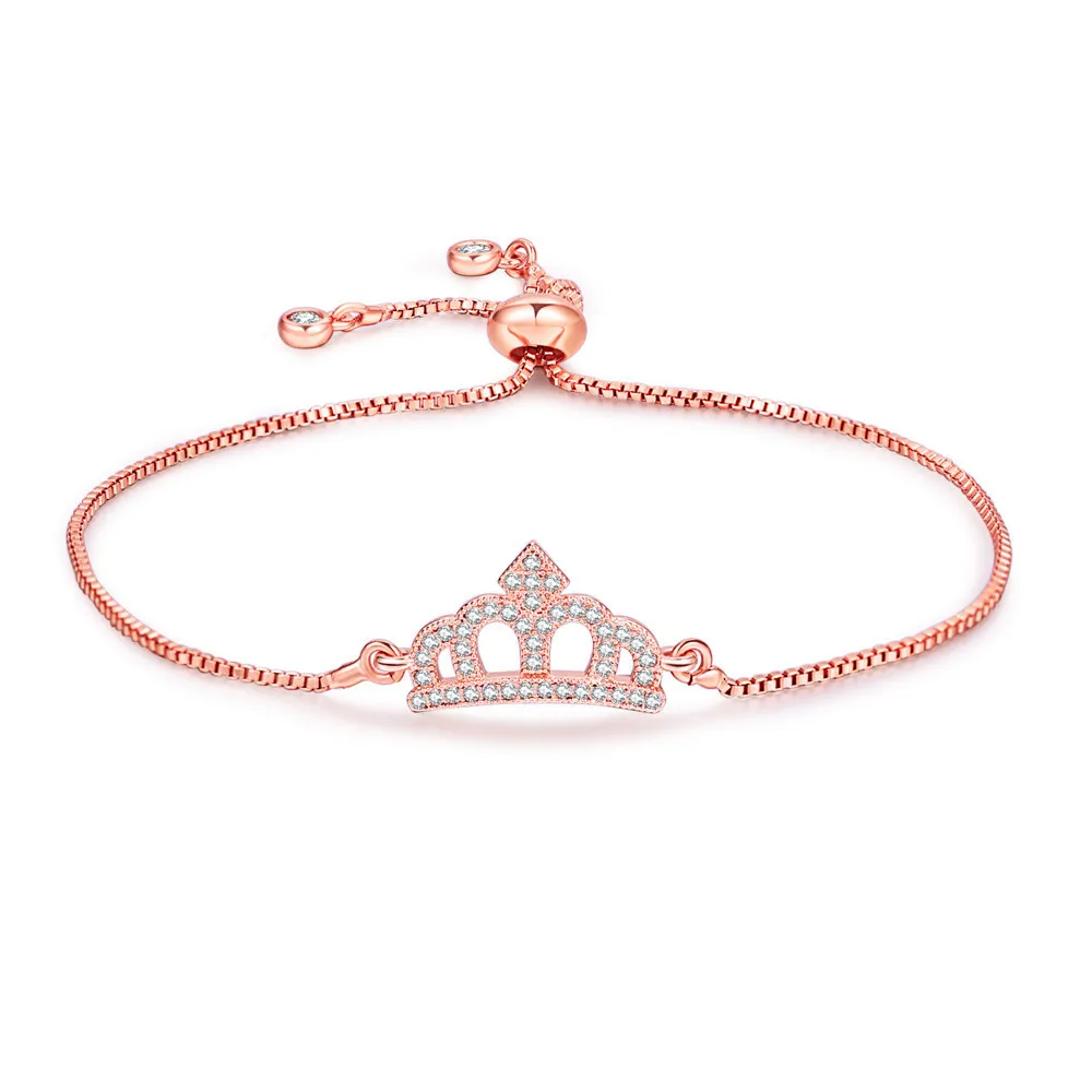 Fashion Zircon Crown Bracelets Fine Pave CZ Black Silvery Golden Bracelet For Women Girl Classical Charm Jewelry Love Gift