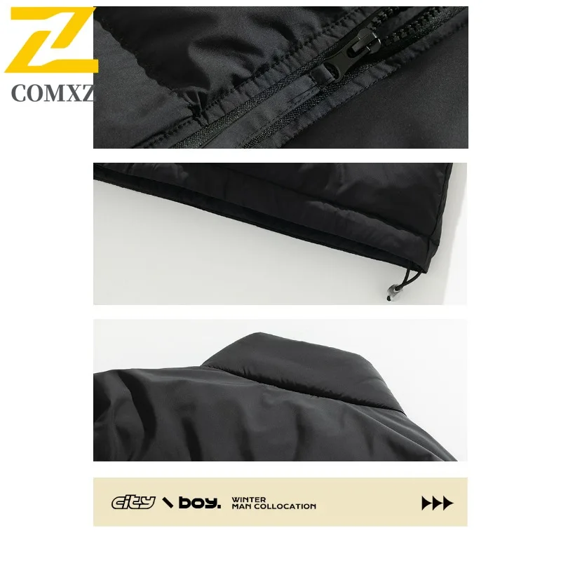 COMXZ Classic Men Down Jacket Stand Collar Outdoor Take A Walk Windproof Warm Coat Fashion Korean Fashion Autumn Winter Parkas