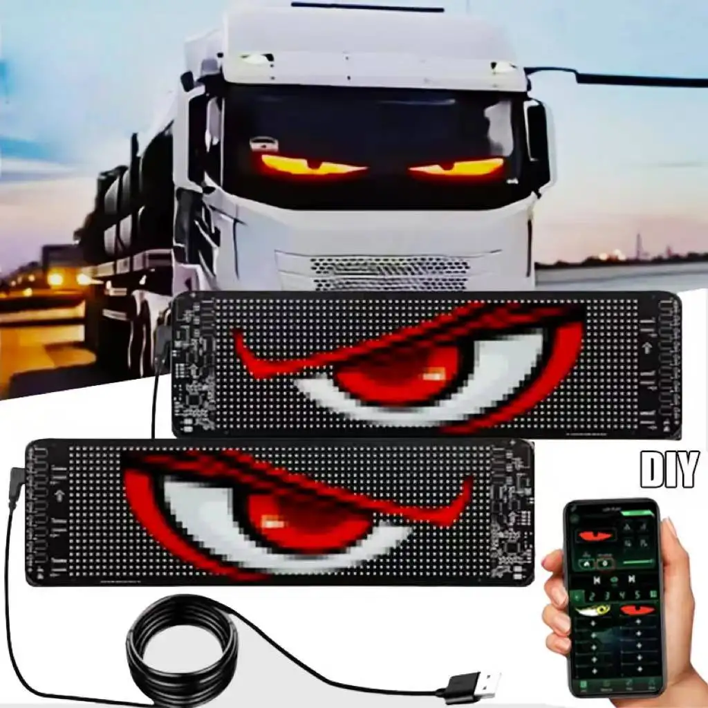 

1PCS Car Flexible Smart LED Display Matrix Pixel Panel Demon Eyes DIY Programmable Pattern Remote / APP Control for Car Truck