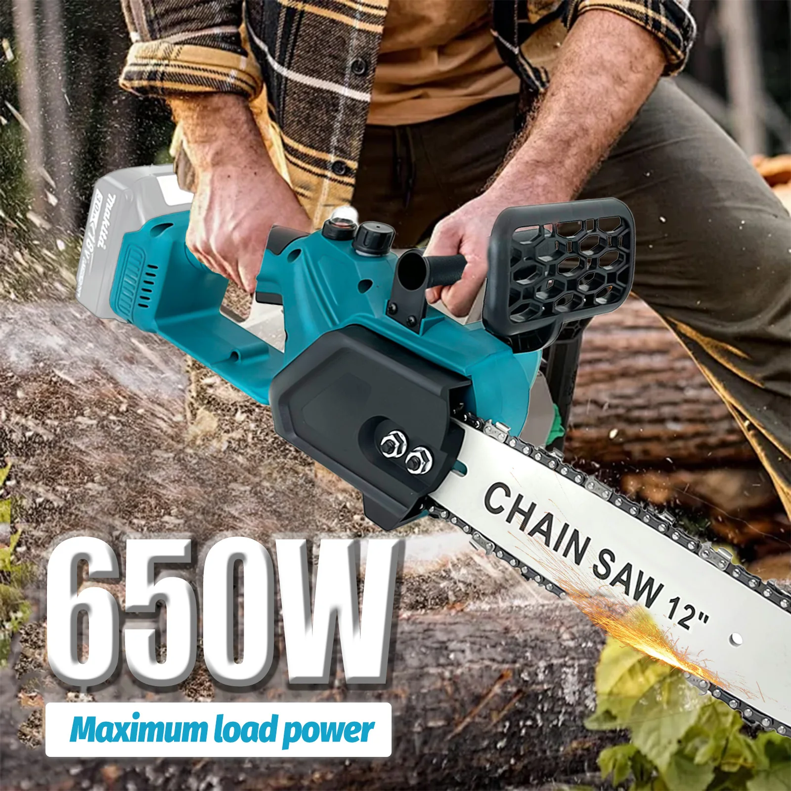 Brushless Chainsaw Cordless 12 Inches, Cordless Hand Chainsaw with 5.50Ah*2 Battery and Charger, Chain, Auto Chain Lubrication