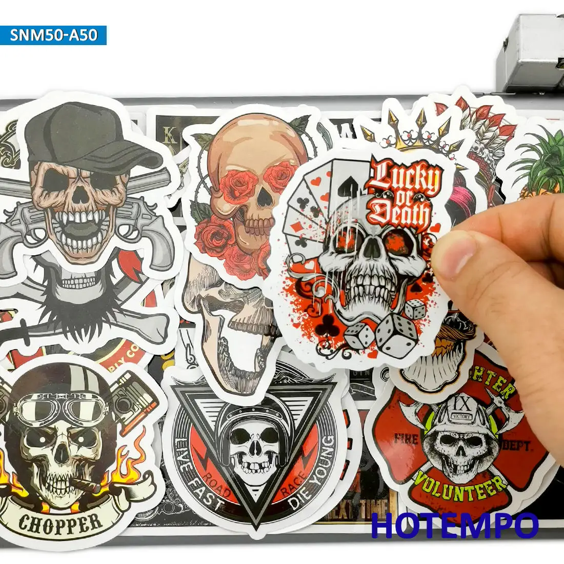 50Pieces Retro Skeleton Motorcycle Rider Decals Skull Monster Demon Funny Stickers for Bike Skateboard Phone Laptop Car Sticker