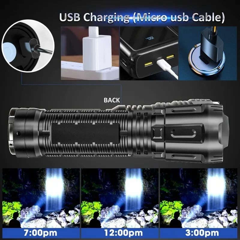 Ultra Bright Mini LED Flashlights USB Rechargeable Lamp Portable Waterproof Torches Lantern Outdoor Camping Hiking Flashlight