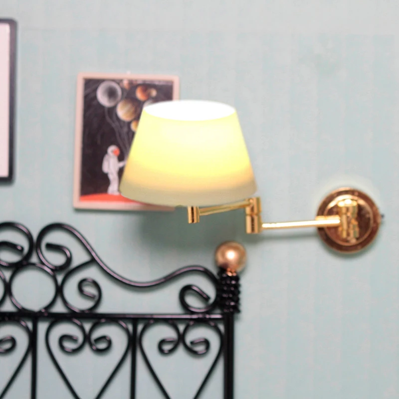 1PCS 1/6 1/12 Scale Dollhouse Lights Miniature LED Wall Sconce Lamp Battery Operated With ON/OFF Switch Lighting Accessories