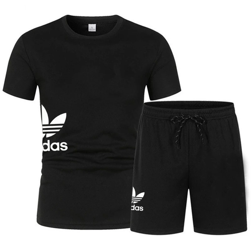 

Comfortable and breathable men's summer fashion trend casual sports two-piece set - 2026 model short-sleeved T-shirt + shorts se