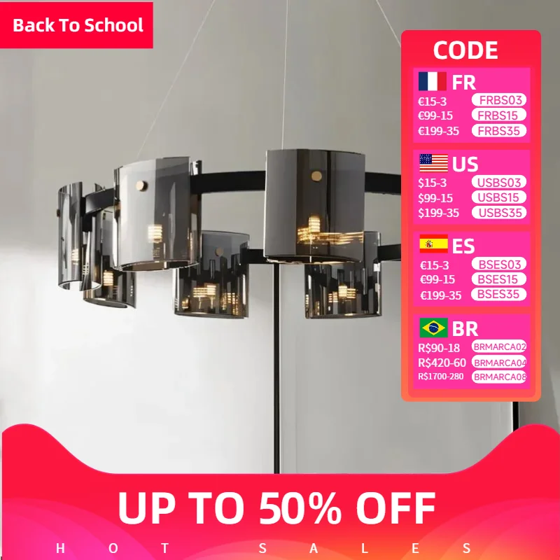 

Postmodern LED Amber Smoky Glass Lighting Luxury Ceiling Hanging Chandeliers Dining Table Living Bedroom Pendant Lamps Fixtures