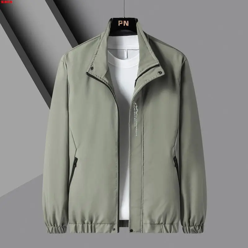 Faionable ربيع الخريف الرجال Jaet رقيقة عارضة Busin Sle ort طول الوقوف طوق القطن مزيج ملابس خارجية #4