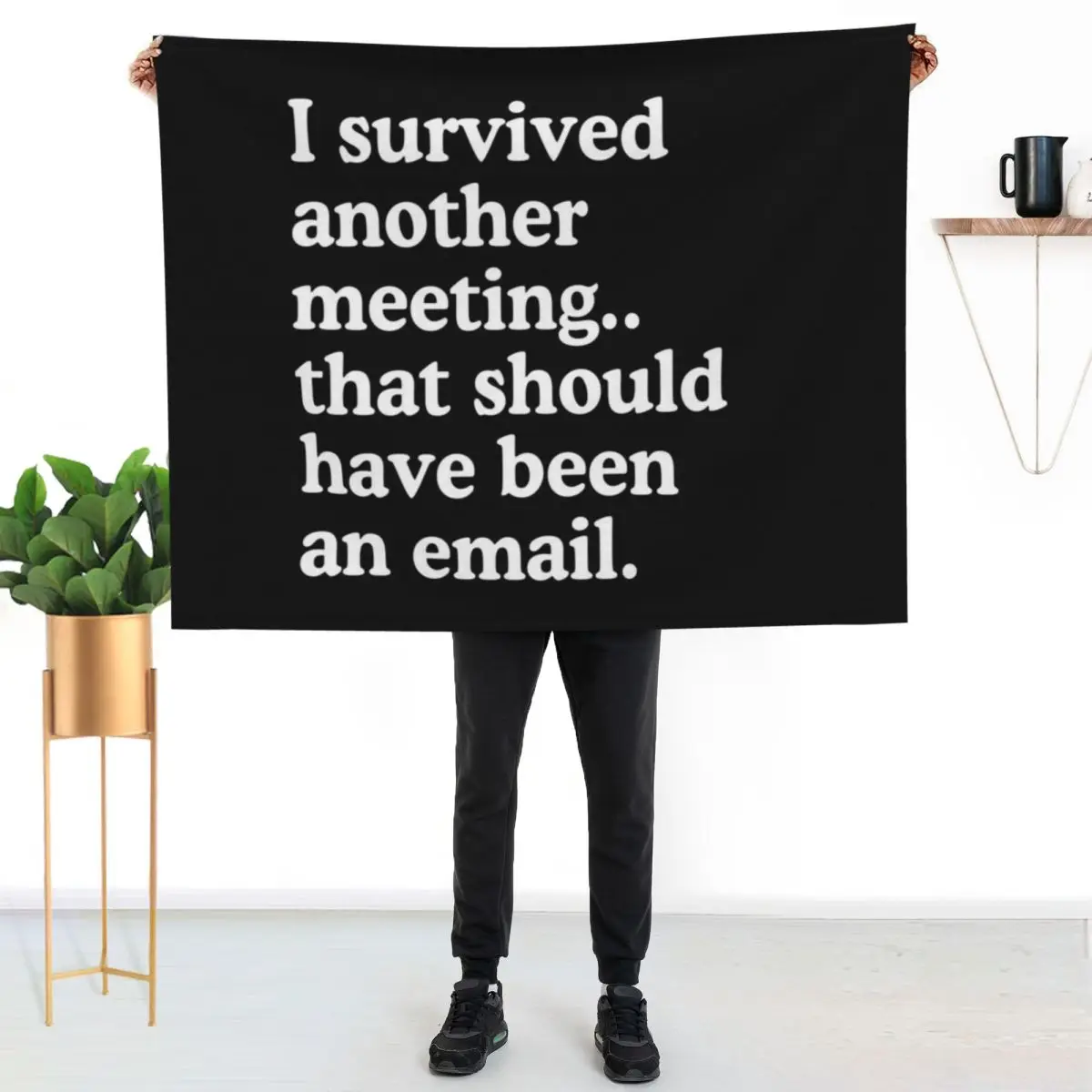I Survived Another Meeting That Should Have Been An Email Throw Blanket Flannel Fabric for winter Bed linens Blankets