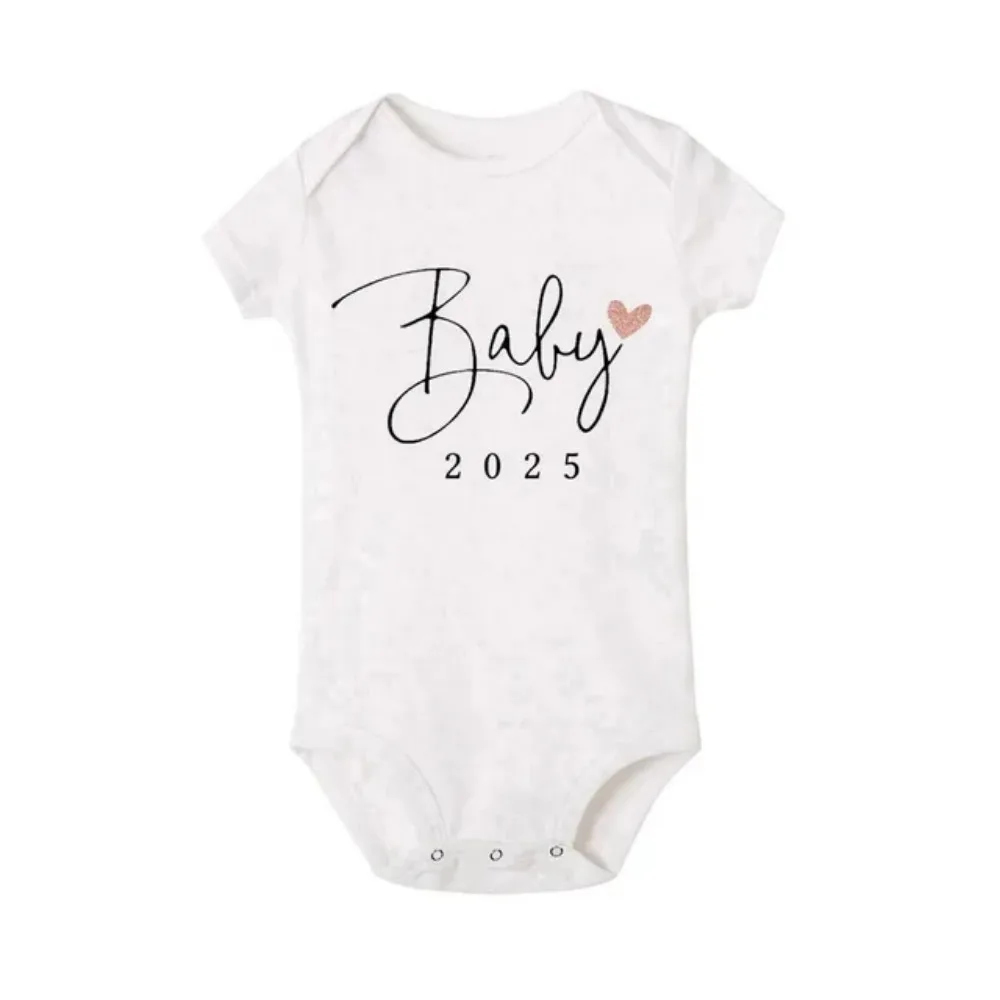 Baby Announcement Coming Soon 2025 Newborn Baby Bodysuits Summer Boys Girls Romper Body Pregnancy Reveal Clothes