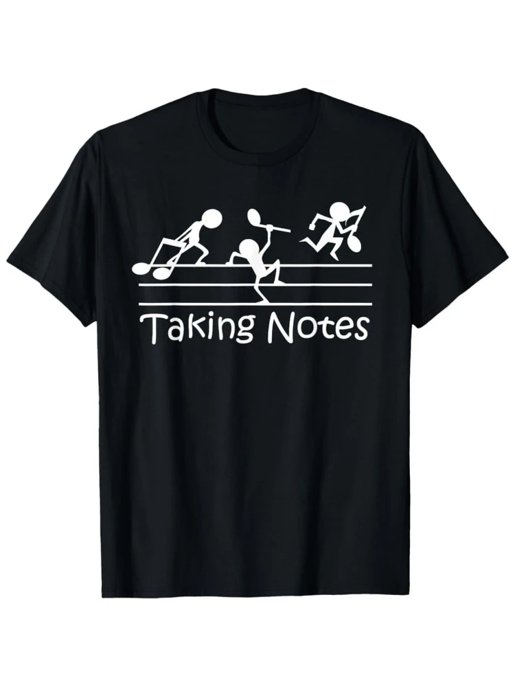 Musical Taking Notes Music Lovers Vintage Teachers Funny  design -100% cotton O-neck short sleeve men's printed T-shirt.