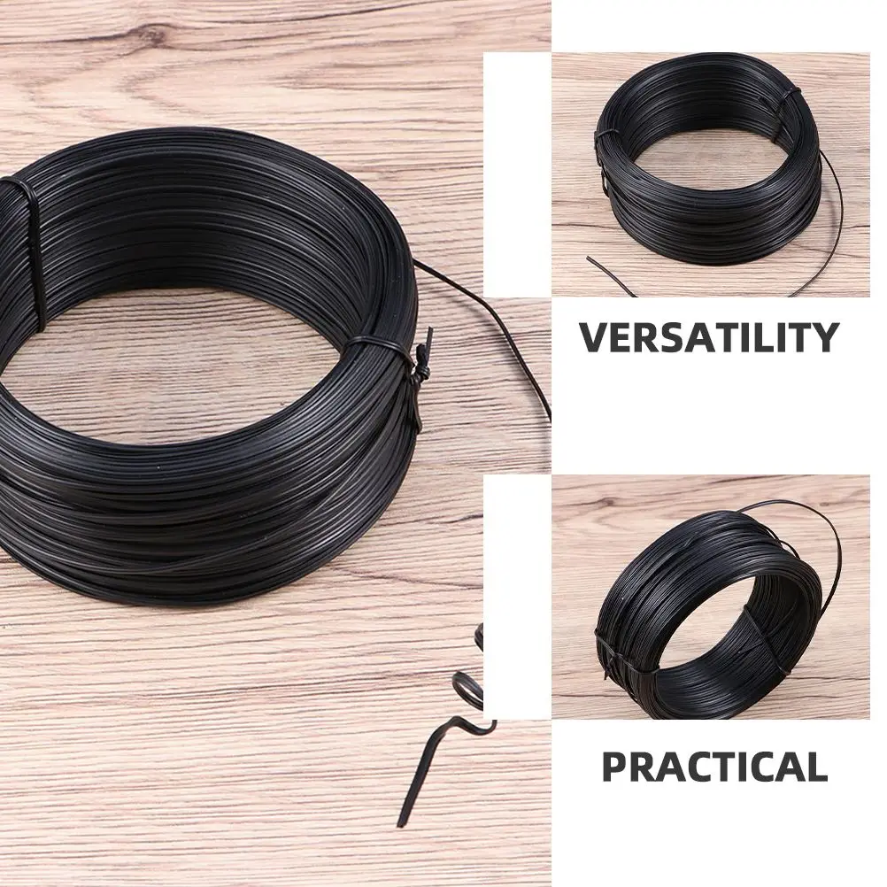 2 Pcs Coated Wire Door Bell Barbed Ring Cable Painted Common Black Clothesline Bendable