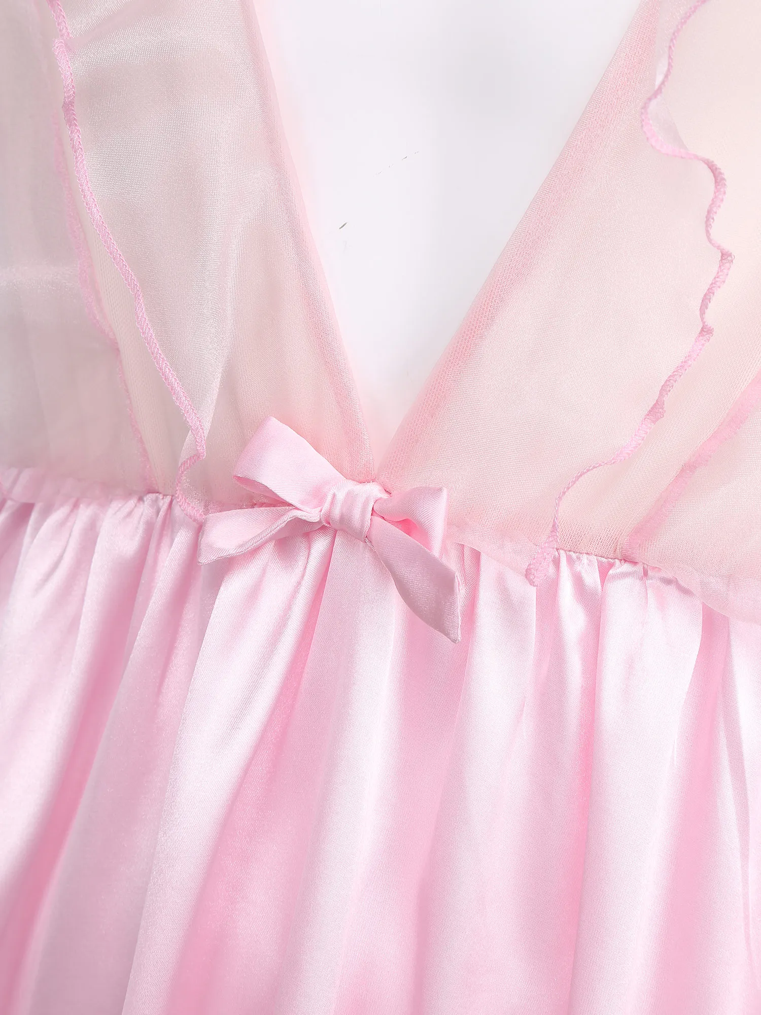 

Мужское платье унисекс для сна с глубоким v-образным вырезом без рукавов и рюшами, прозрачное атласное мини-платье, ночная рубашка для трансвестита, ночная рубашка