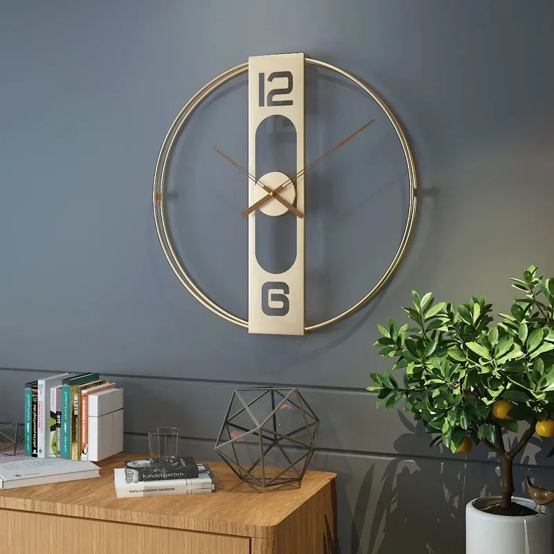 Simple Nordic Modern Wall Clocks Round Creative Luxury Living Room Quartz Wall Clock Wooden Pointer Large Home Decorations