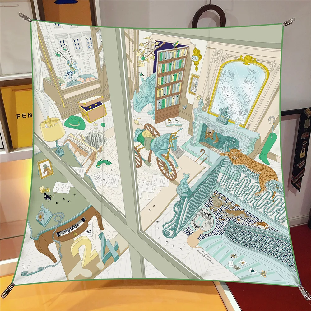 النسخة الكورية من وشاح شال مربع حك آلة الحرير حافة المرأة موضة تنوعا الحجاب وشاح بالجملة