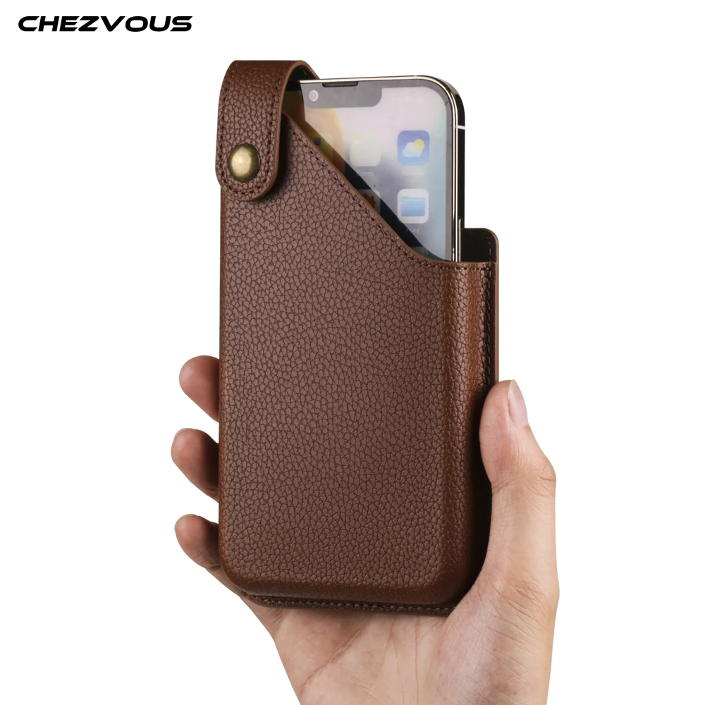 

High Quality PU Leather Men Phone Waist Case Bag Magnetic Button Cellphone Belt Clip Holster for iPhone Samsung Huawei 6.1-6.7''