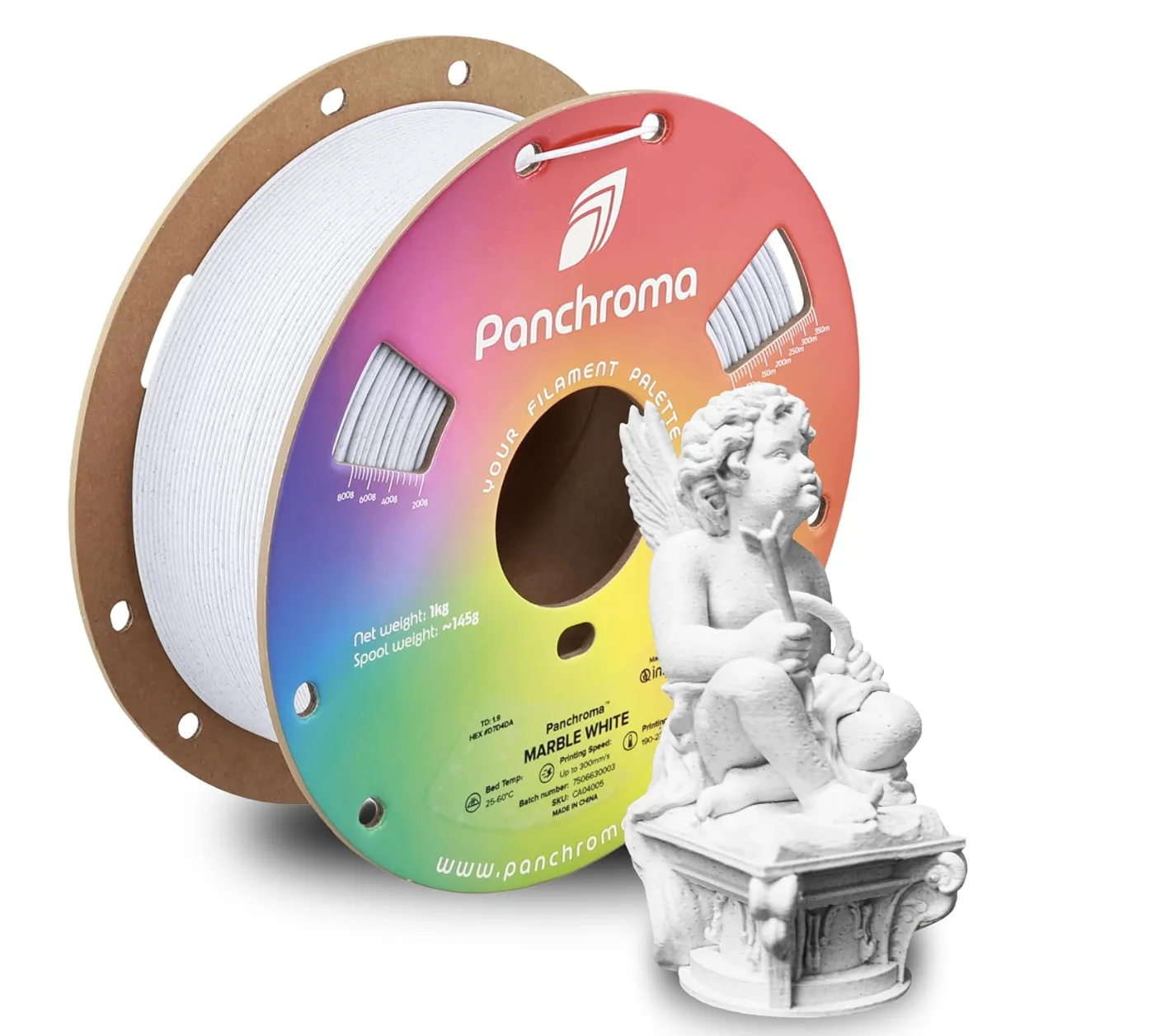 

Филамент Polymaker Panchroma Marble PLA, мраморно-белый, 1.75 мм, 1 кг, подходит для большинства FDM 3D-принтеров, катушка 1 кг (2.2 фунта)