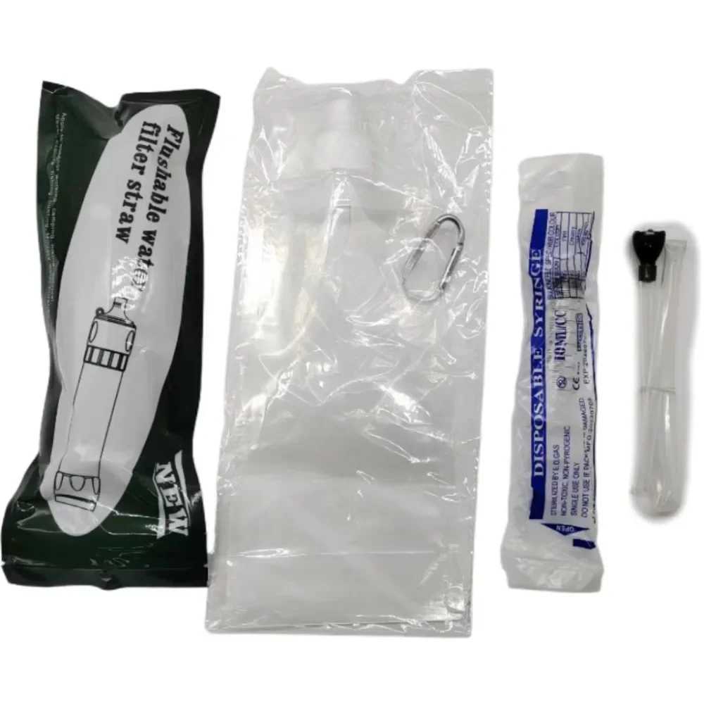 فلتر محمول من القش للشرب المباشر في حالات الطوارئ، منقي مياه معقم للتخييم في الهواء الطلق والشرب البري