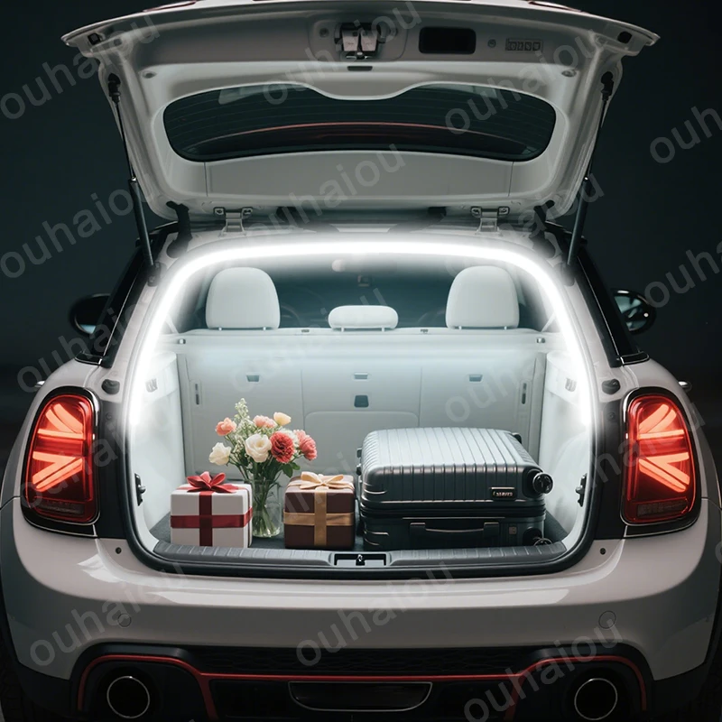 ل 2021-2025 BMW MINI JCW مصباح لجذع تعديل ضوء أضواء الغلاف الجوي الأبيض الدافئ الأبيض الخلفي الجذع مصباح ليد بار