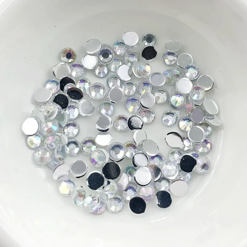 400 pz 4mm Flatback Acrilico AB Rotondo di Cristallo Strass Cabochon Parte Posteriore Piana Per La Decorazione di Nozze FAI DA TE-E72