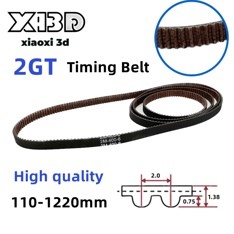 High Quality GT2 6mm Timing Belt Upgrade Anti-slip Closed Loop 110 112 158 188 200 280 300 320 400 610 852mm 2GT-188-6 Width 6mm