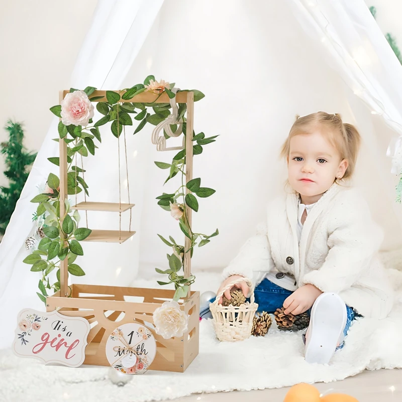 Baby Birthday Party Decorations Wooden Storage Basket The Baby's Room Decorated With Furniture DIY Baby Photography Accessories