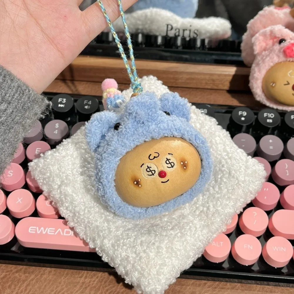 

Cartoon Natural Material Gourd Pendant Handmade Stress Relief Cute Keychain Plush Bear Pendant Bag
