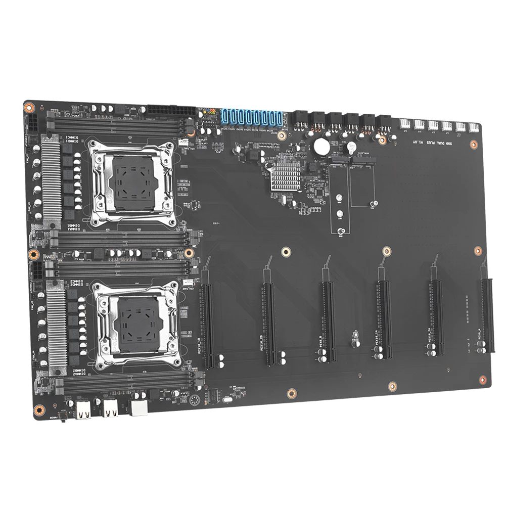 X99 DUAL PLUS Miner Motherboard 4* PCIe3.0 X16+2*PCIe3.0x8 LGA 2011-3 V3/V4 CPU Socket Computer Motherboard 8* SATA3.0 NVME M.2