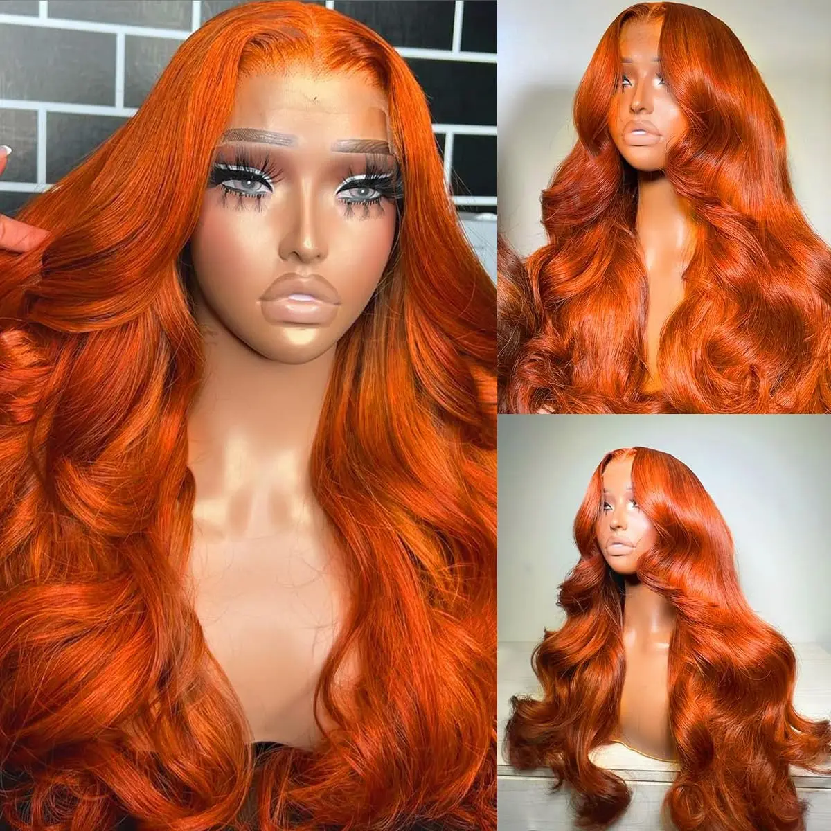 Ginger Orange 13x6 HD Lace Front Wigs Human Hair Bone Body Wave 13x4 Human Hair Lace Frontal Wigs Transparent Lace Wig For Women