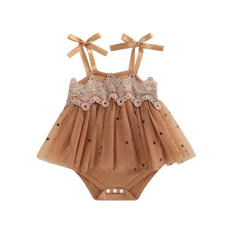 

Newborn Infant Baby Girls Romper Dress Sleeveless Lace Floral Print Tulle Splicing Tutu Romper Summer Fashion Baby Clothing